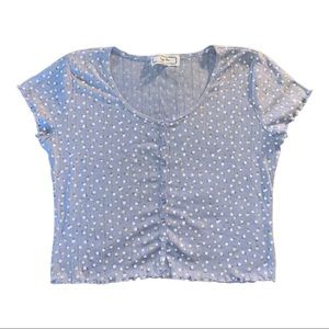 Hippie Rose Button-Up Cropped Top floral, blue